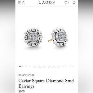 LAGOS Caviar Spark Square Diamond Stud Earrings